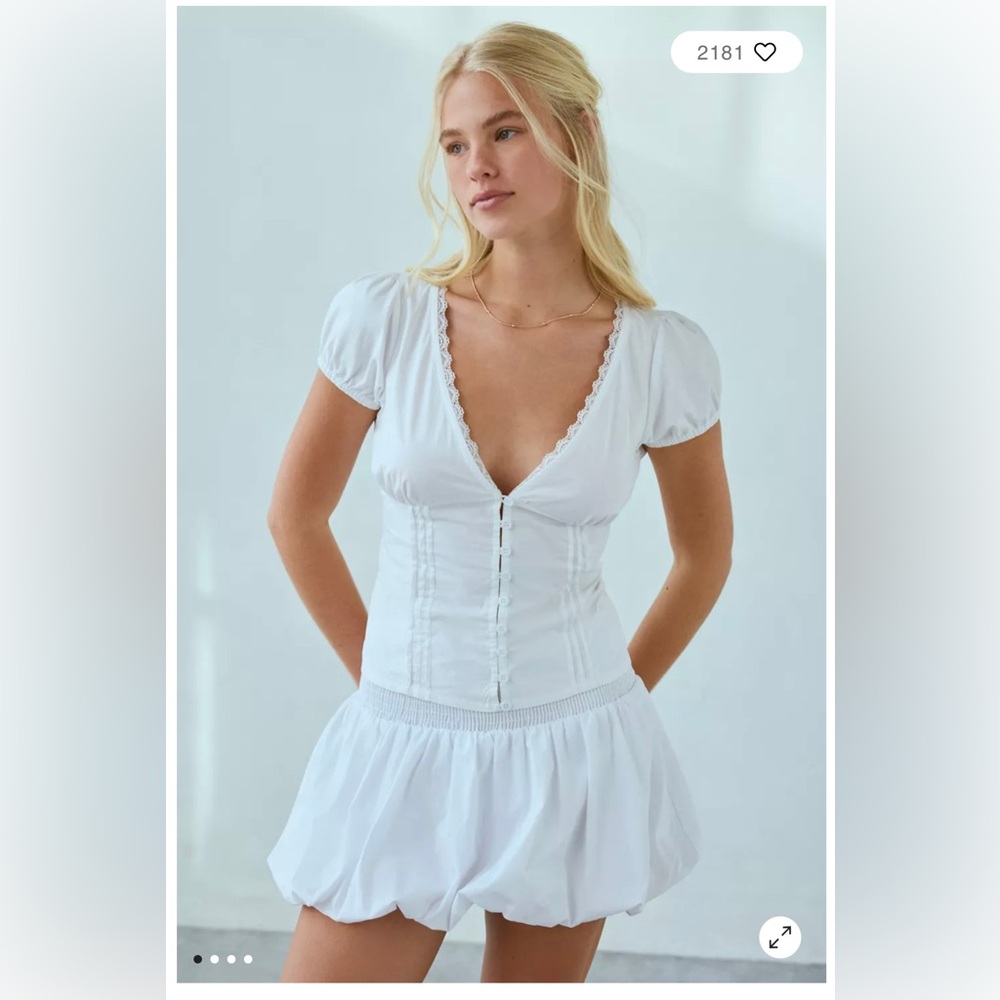 Motel Ilias Lace-Trim Corset Top white